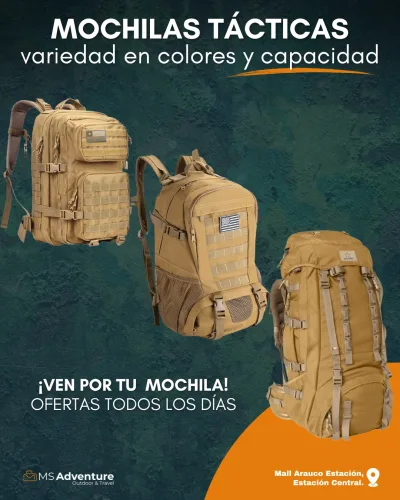 Publicación Instagram promoción de mochilas tácticas — MS Adventure